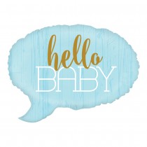 BALLON ALU BULLE BLEU HELLO BABY 61CM