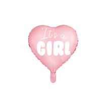 BALLON ALU CUR C\'EST UNE FILLE 45CM ROSE CLAIR