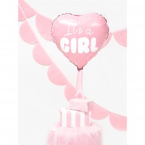 BALLON ALU CUR C\'EST UNE FILLE 45CM ROSE CLAIR