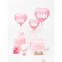 BALLON ALU CUR C\'EST UNE FILLE 45CM ROSE CLAIR