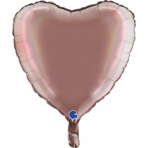 BALLON ALU CUR ROSE HOLOGRAPHIQUE RAINBOW 46 CM