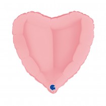 BALLON ALU CŒUR ROSE MAT 46 CM