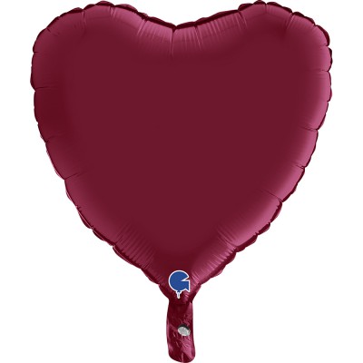 BALLON ALU CŒUR ROUGE CERISE SATIN 46 CM