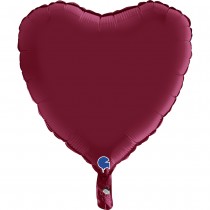 BALLON ALU CUR ROUGE CERISE SATIN 46 CM