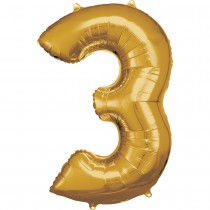 BALLON ALU CHIFFRE 3 OR 53X88CM