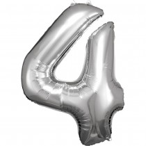 BALLON ALU CHIFFRE 4 ARGENT 66X88CM