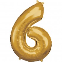 BALLON ALU CHIFFRE 6 OR 55X88CM