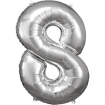 BALLON ALU CHIFFRE 8 ARGENT 53X83CM