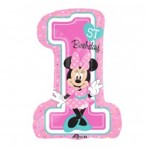 BALLON ALU CHIFFRE MINNIE 1ER ANNIVERSAIRE 48X71CM