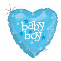 BALLON ALU COEUR BLEU BABY BOY 46CM