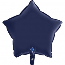 BALLON ALU ÉTOILE BLEU FONCÉ SATIN 46CM