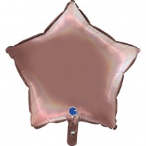 BALLON ALU ÉTOILE ROSE HOLOGRAPHIQUE 46CM