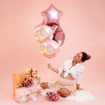 BALLON ALU ÉTOILE ROSE HOLOGRAPHIQUE 46CM