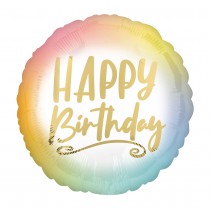 BALLON ALU HAPPY BIRTHDAY DORÉ 43CM MULTICOLORE