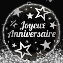 BALLON ALU JOYEUX ANNIVERSAIRE ARGENT