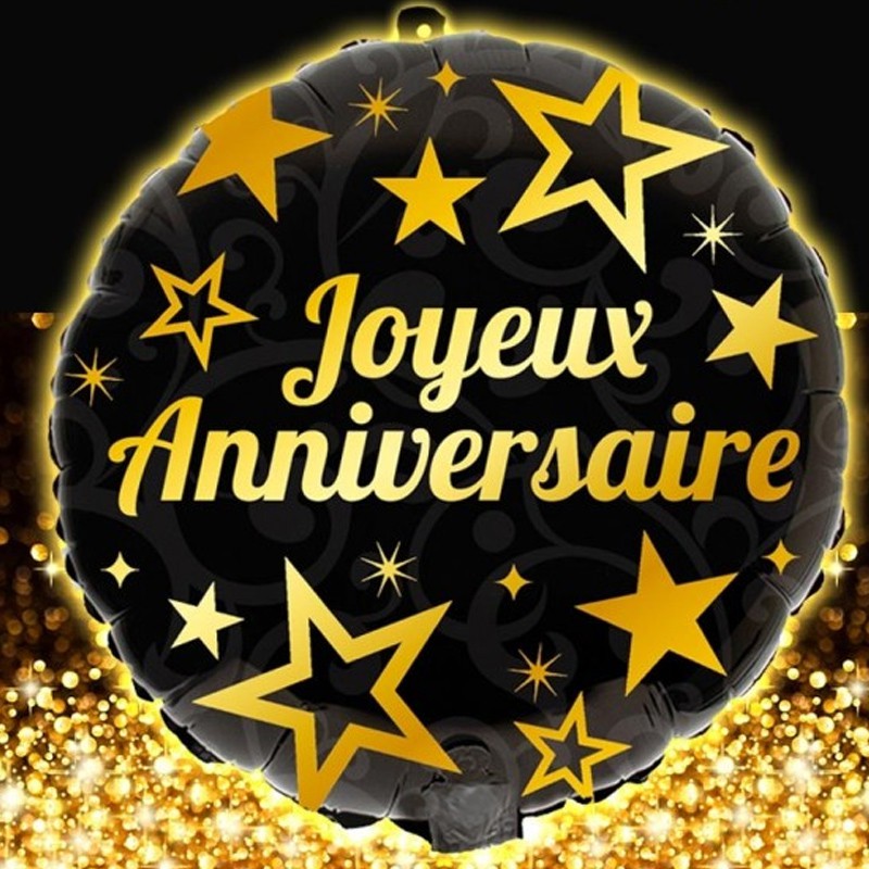 BALLON ALU JOYEUX ANNIVERSAIRE OR