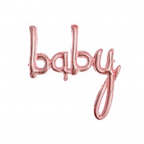 BALLON ALU LETTRES BABY 73.5X75CM OR ROSE