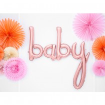 BALLON ALU LETTRES BABY 73.5X75CM OR ROSE