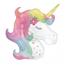 BALLON ALU LICORNE ENCHANTÉE 83X73CM MULTICOLORE