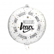 BALLON ALU MEILLEURS VOEUX 48CM BLANC