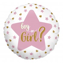 BALLON ALU ROND GENDER REVEAL BOY OR GIRL 46CM