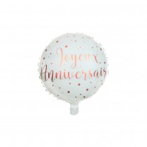 BALLON ALU ROND JOYEUX ANNIVERSAIRE Ø45CM ROSE GOLD