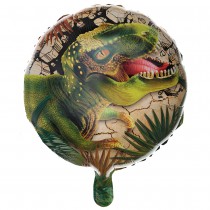 BALLON ALU ROND T-REX JURASSIC Ø45CM VERT