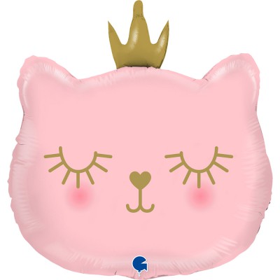 BALLON ALU ROSE CHAT PRINCESSE 66CM