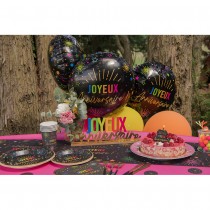 BALLON ALUMINIUM ANNIVERSAIRE MULTI 45CM NOIR