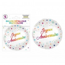 BALLON ALUMINIUM ANNIVERSAIRE MULTICOLORE 46CM