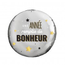 BALLON ALUMINIUM BONHEUR ARGENT 45CM