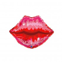 BALLON ALUMINIUM BOUCHE LÈVRES AMOUR 57X42CM ROSE