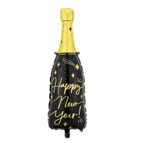 BALLON ALUMINIUM BOUTEILLE NEW YEAR 27X88CM NOIR