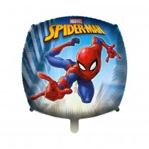 BALLON ALUMINIUM CARRÉ SPIDERMAN 46CM BLEU