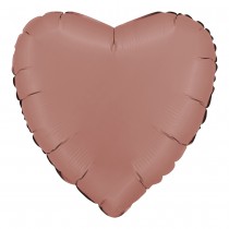 BALLON ALUMINIUM CŒUR 46CM OR ROSE SATIN