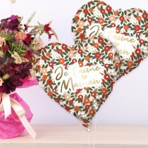 BALLON ALUMINIUM CŒUR JE T\'AIME MAMAN FLEURS 35CM