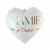 BALLON ALUMINIUM CUR MAMIE JE T\'AIME 35CM BLANC