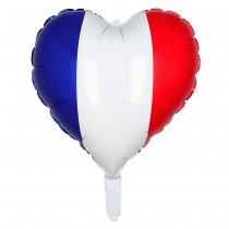 BALLON ALUMINIUM CŒUR TRICOLORE FRANCE 40X45CM
