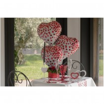 BALLON ALUMINIUM CURS ROUGE 45CM BLANC