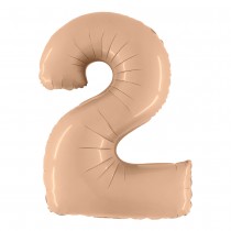 BALLON ALUMINIUM CHIFFRE 2 102CM NUDE SATIN