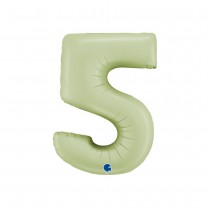 BALLON ALUMINIUM CHIFFRE 5 102CM VERT OLIVE
