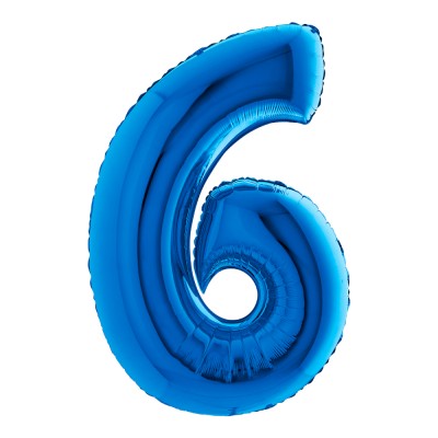 BALLON ALUMINIUM CHIFFRE 6 102CM BLEU