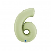 BALLON ALUMINIUM CHIFFRE 6 102CM VERT OLIVE