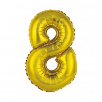 BALLON ALUMINIUM CHIFFRE 8 36CM OR
