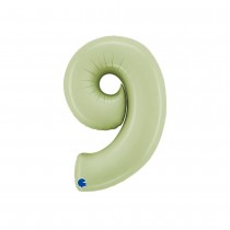 BALLON ALUMINIUM CHIFFRE 9 102CM VERT OLIVE