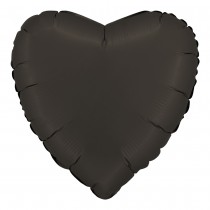 BALLON ALUMINIUM COEUR 46CM NOIR FUMÉ SATIN