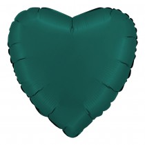 BALLON ALUMINIUM COEUR 46CM VERT ÉMERAUDE SATIN