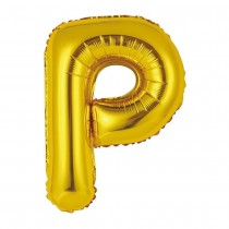 BALLON ALUMINIUM LETTRE P 36CM OR