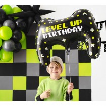 BALLON ALUMINIUM MANETTE ANNIVERSAIRE 60X45CM NOIR