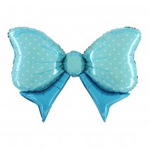 BALLON ALUMINIUM NŒUD CADEAU 109CM BLEU